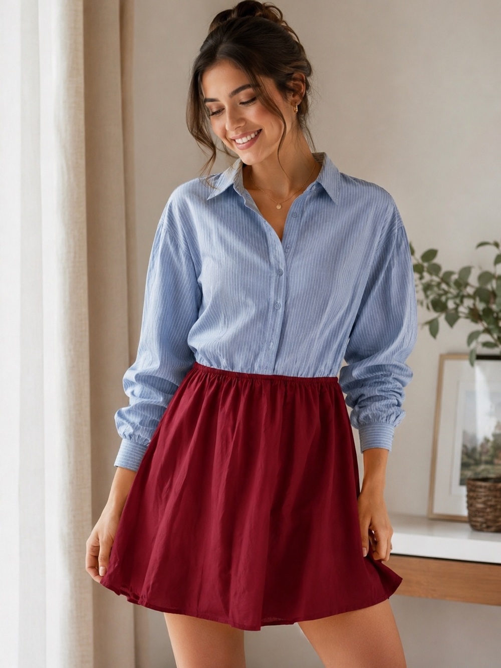 Hayden Los Angeles Women's Dress Size S New With Tags Blue Stripe Burgundy
